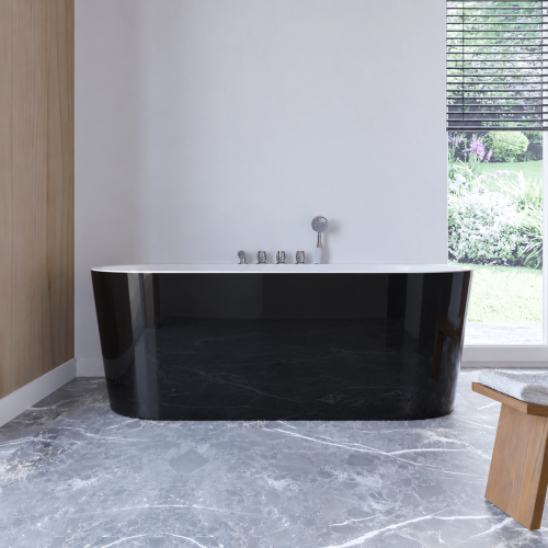 Wanna przyścienna z bateriami 170 cm czarna SPA210B - SWISS MEYER exclusive