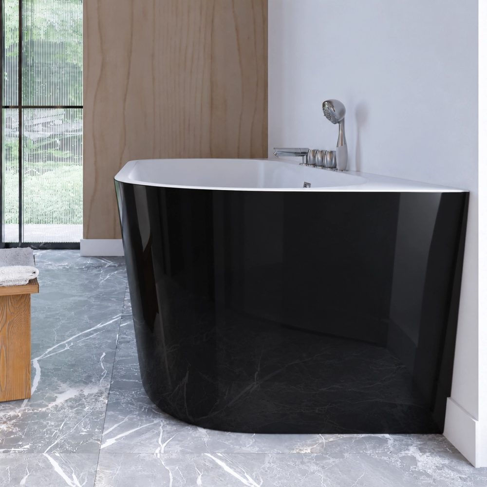 Wanna przyścienna z bateriami 170 cm czarna SPA210B - SWISS MEYER exclusive