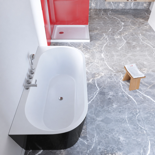 Wanna przyścienna z bateriami 170 cm czarna SPA210B - SWISS MEYER exclusive