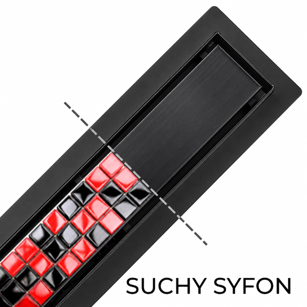 Odpływ liniowy 60 cm - 2w1 czarny mat  - pod płytkę - SWISS MEYER