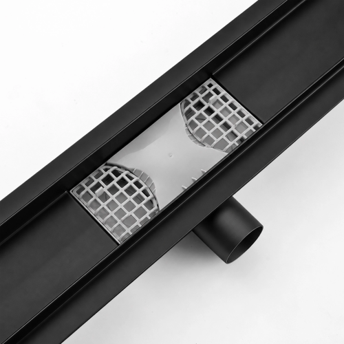 Odpływ liniowy 80 cm - 2w1 czarny mat - pod płytkę - SWISS MEYER