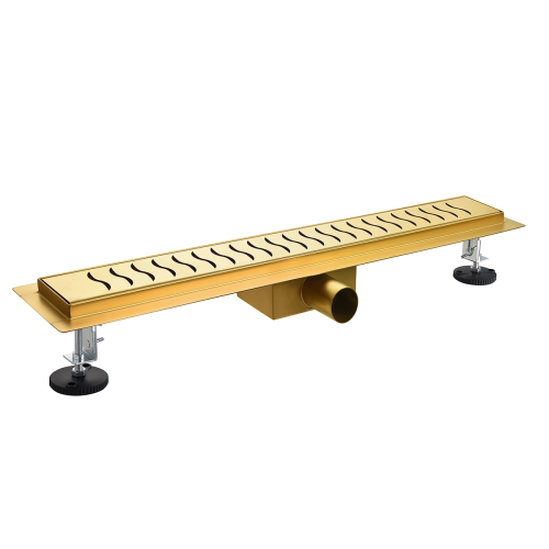 Odpływ liniowy 100 cm - złoty szczotkowany - DEKOR 10 FALE - SWISS MEYER