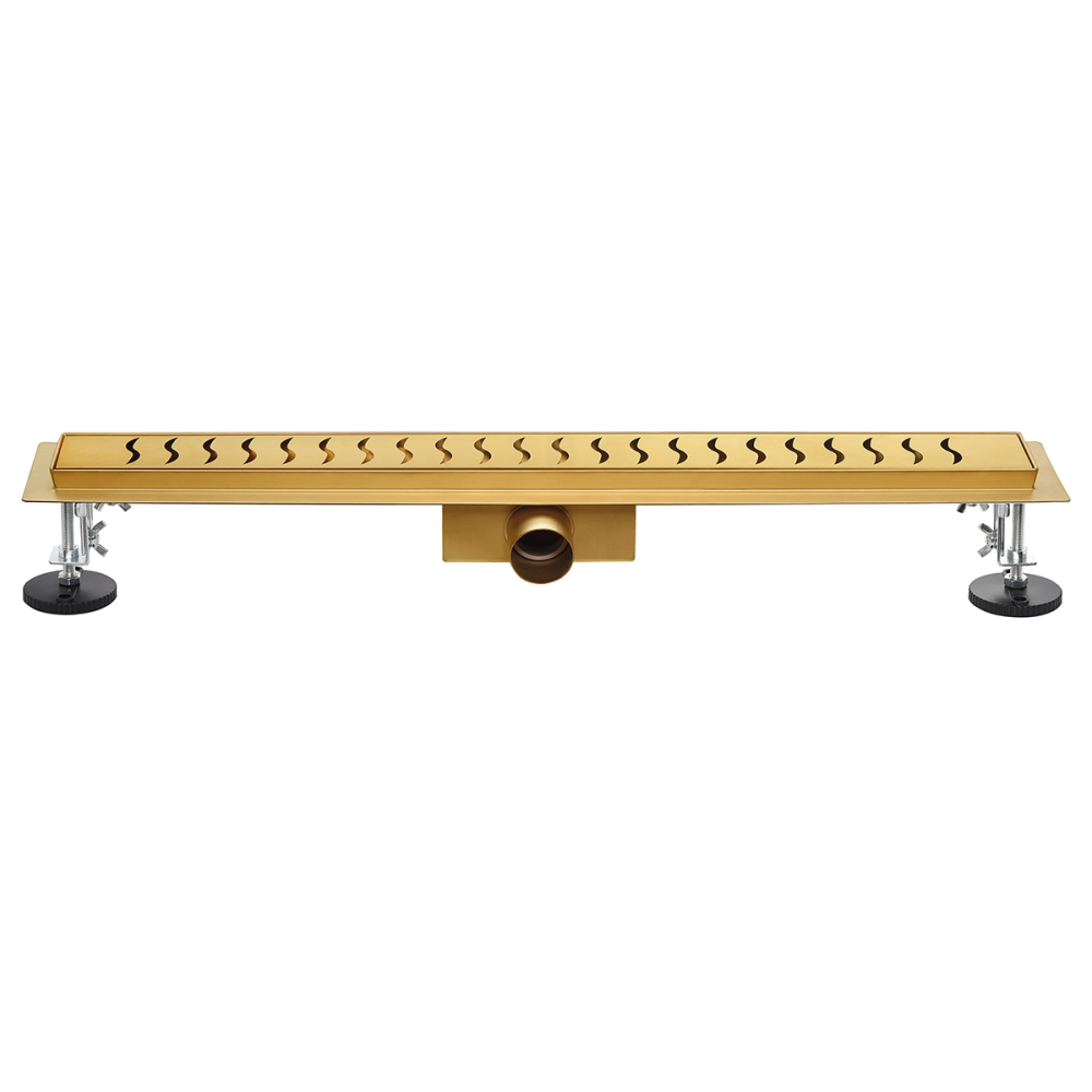 Odpływ liniowy 100 cm - złoty szczotkowany - DEKOR 10 FALE - SWISS MEYER