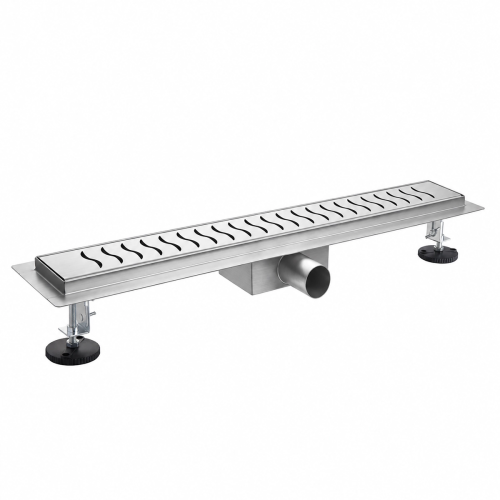 Odpływ liniowy 70 cm - srebrny szczotkowany - DEKOR 10 FALE - SWISS MEYER