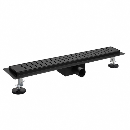 Odpływ liniowy 70 cm - czarny mat - DEKOR 10 FALE - SWISS MEYER