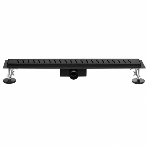 Odpływ liniowy 90 cm - czarny mat - DEKOR 10 FALE - SWISS MEYER
