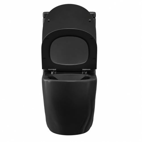 WC Kompakt czarny z deską - rimless, bezkołnierzowy SOLO - SWISS MEYER