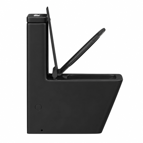 WC Kompakt czarny z deską - rimless, bezkołnierzowy LUKKI - SWISS MEYER
