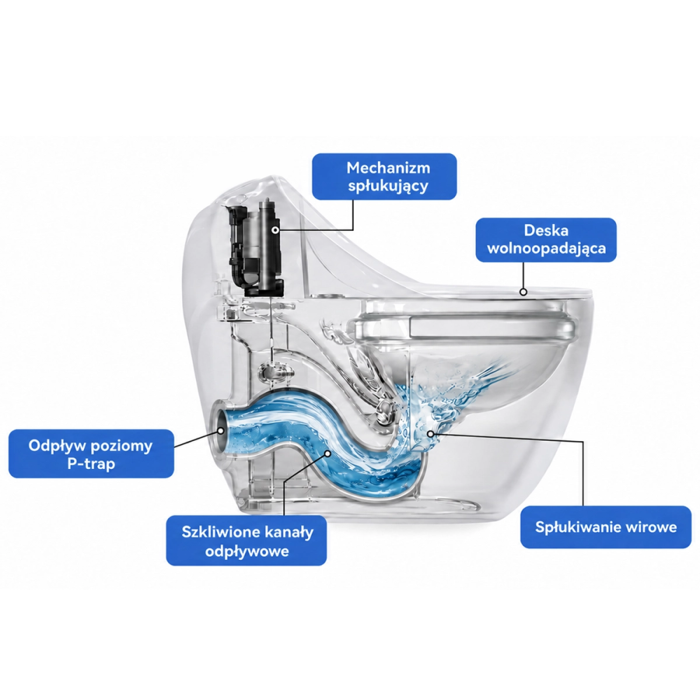 WC Kompakt biały z deską - rimless, bezkołnierzowy ETERNA - SWISS MEYER