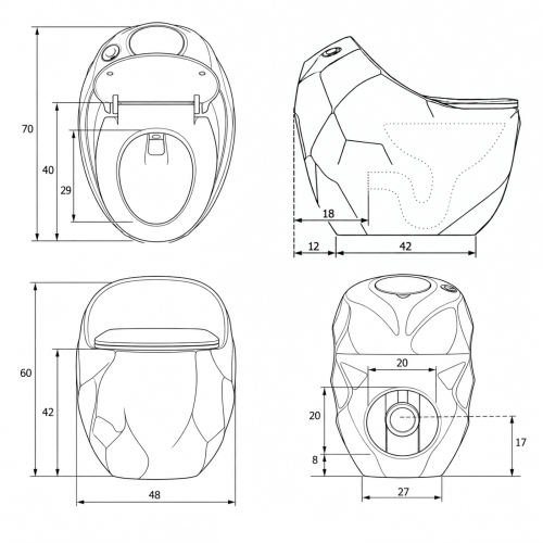 WC Kompakt czarny z deską - rimless, bezkołnierzowy ETERNA - SWISS MEYER