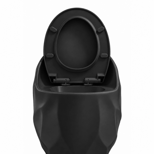 WC Kompakt czarny z deską - rimless, bezkołnierzowy ETERNA - SWISS MEYER