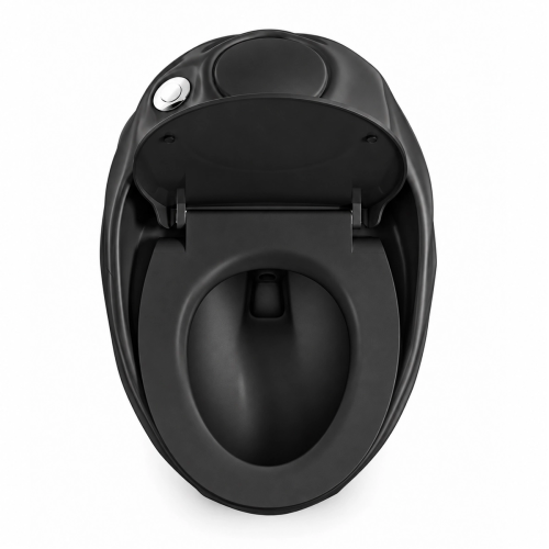 WC Kompakt czarny z deską - rimless, bezkołnierzowy ETERNA - SWISS MEYER