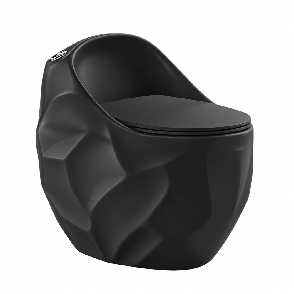WC Kompakt czarny z deską - rimless, bezkołnierzowy ETERNA - SWISS MEYER