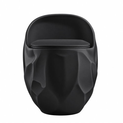 WC Kompakt czarny z deską - rimless, bezkołnierzowy ETERNA - SWISS MEYER