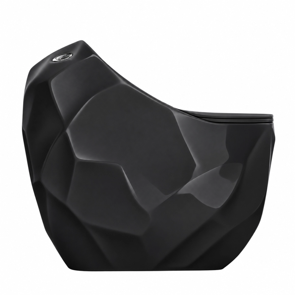 WC Kompakt czarny z deską - rimless, bezkołnierzowy ETERNA - SWISS MEYER