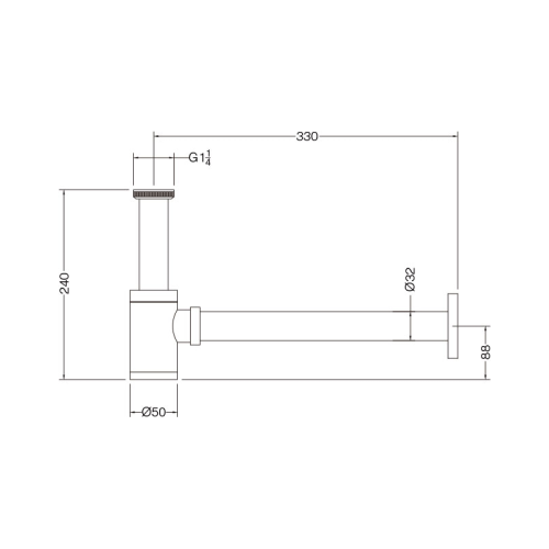 Syfon umywalkowy okrągły mosiężny CHROM