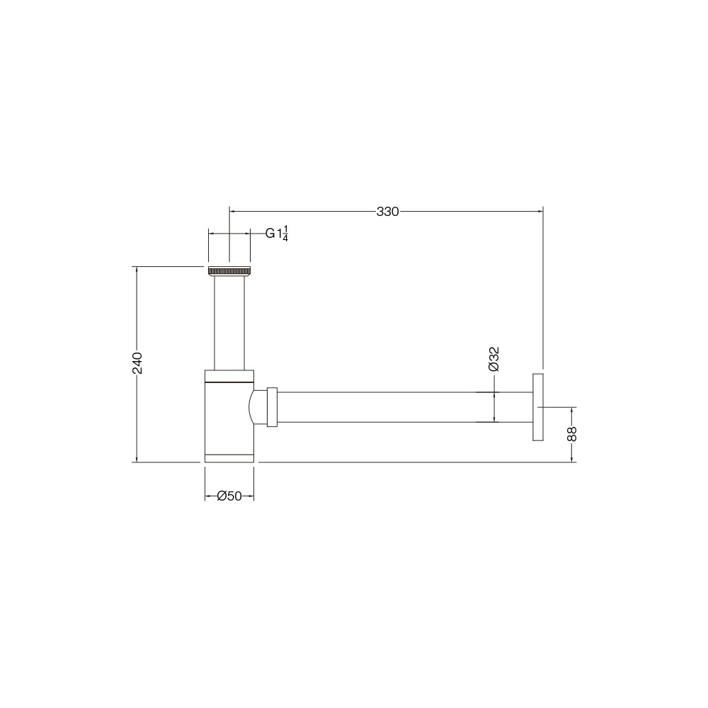 Syfon umywalkowy okrągły mosiężny CZARNY MAT