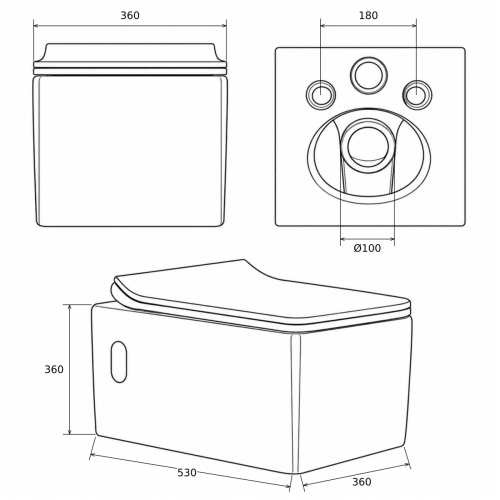 Misa WC podwieszana CUBO czarna – bezrantowa rimless – SWISS MEYER