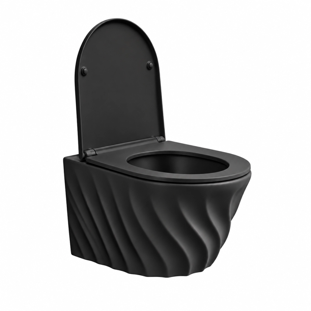 Misa WC podwieszana VELORA czarna – bezrantowa rimless – SWISS MEYER