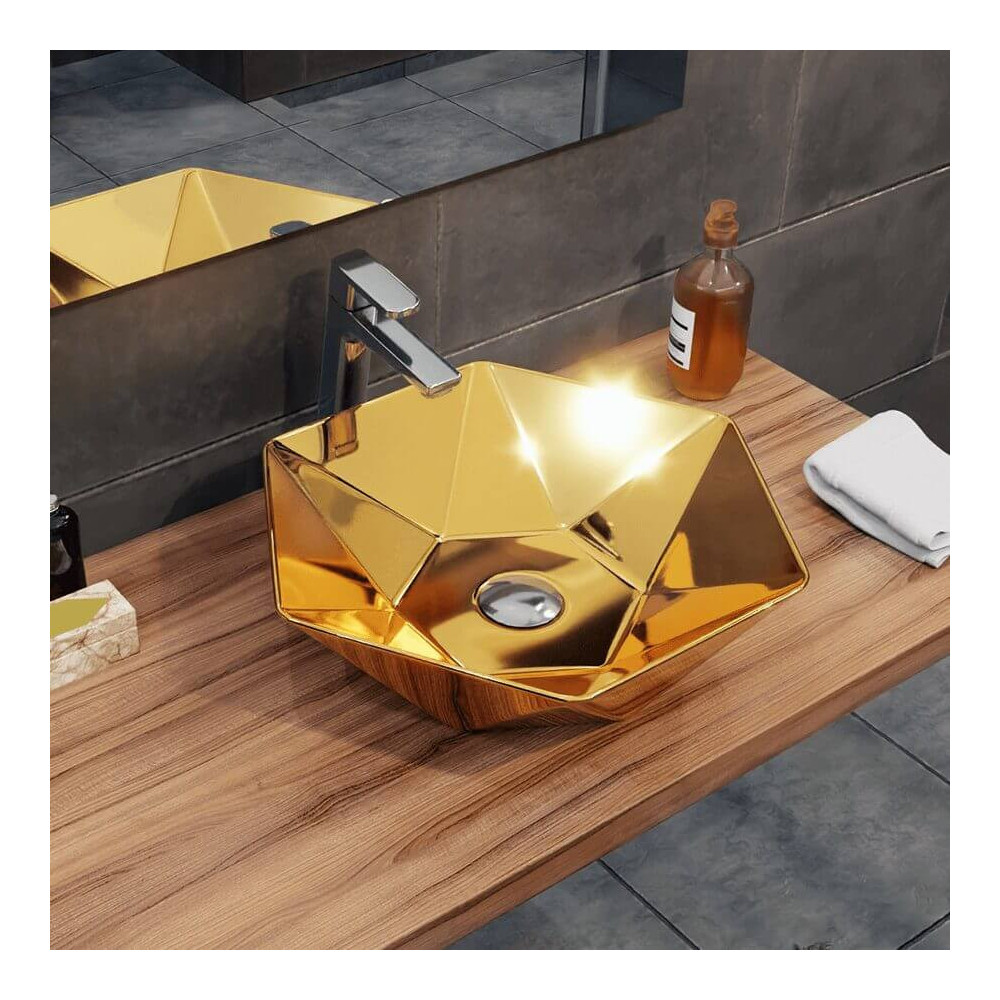 Umywalka nablatowa ceramiczna - gold - DIAMENT 48 cm