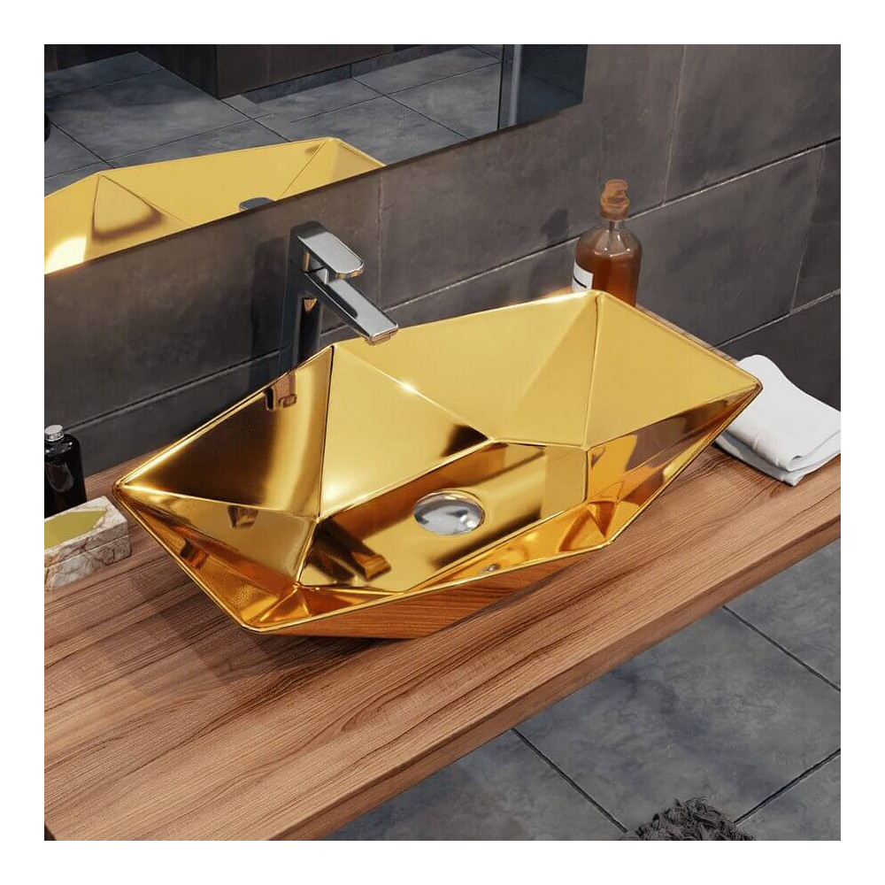 Umywalka nablatowa ceramiczna - gold - DIAMENT 57 x 37 cm