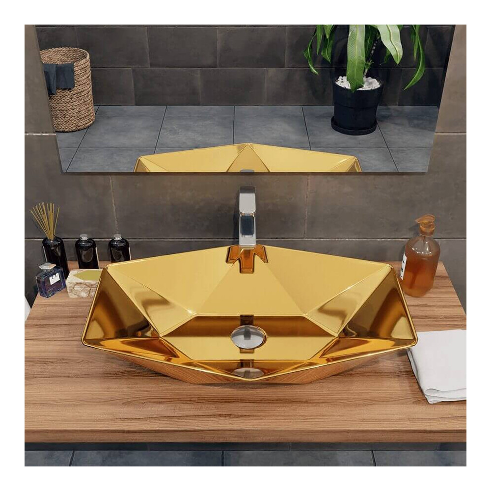 Umywalka nablatowa ceramiczna - gold - DIAMENT 57 x 37 cm