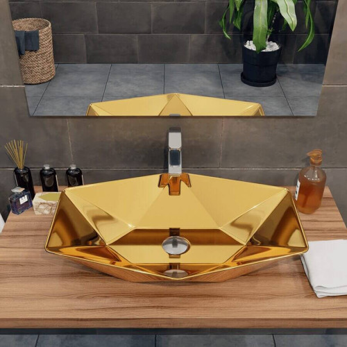 Umywalka nablatowa ceramiczna - gold - DIAMENT 57 x 37 cm
