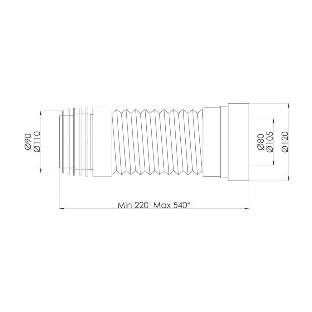 Złącze WC harmonijkowe wzmocnione 110 mm