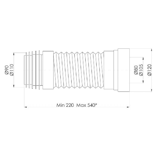Złącze WC harmonijkowe wzmocnione 110 mm