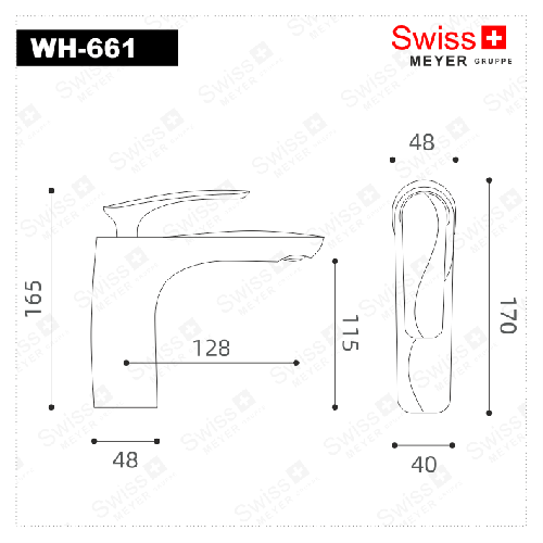 Bateria umywalkowa niska WH-611 CZARNA
