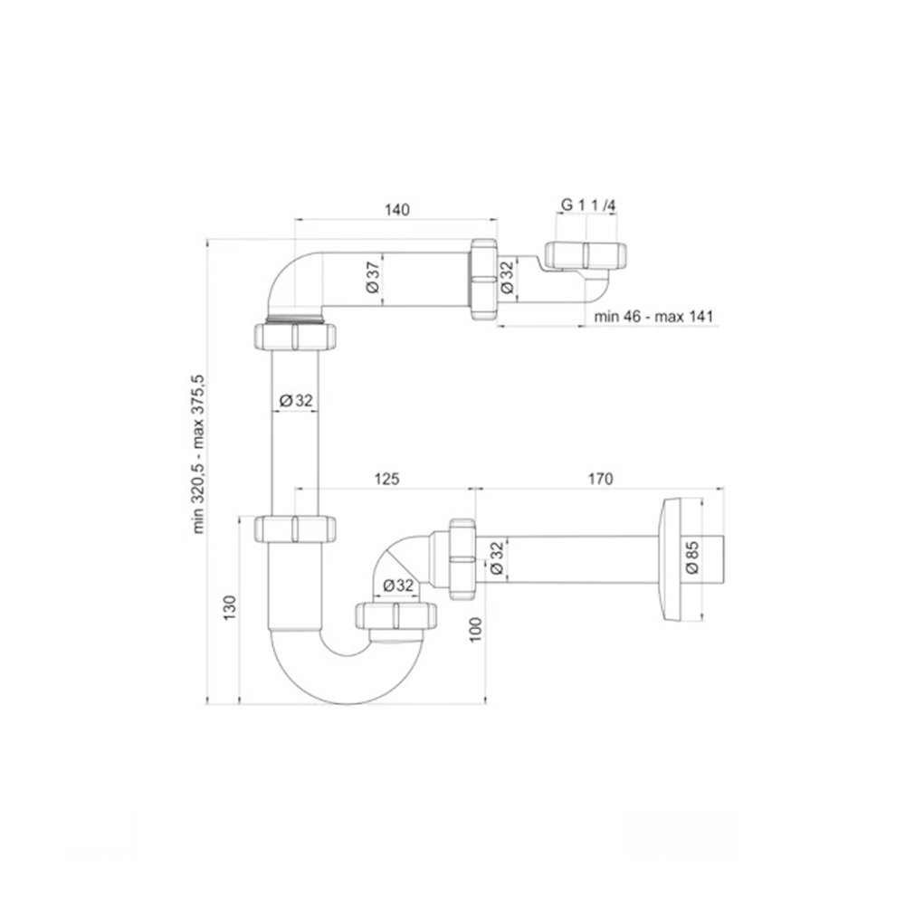 Syfon umywalkowy oszczędzający miejsce