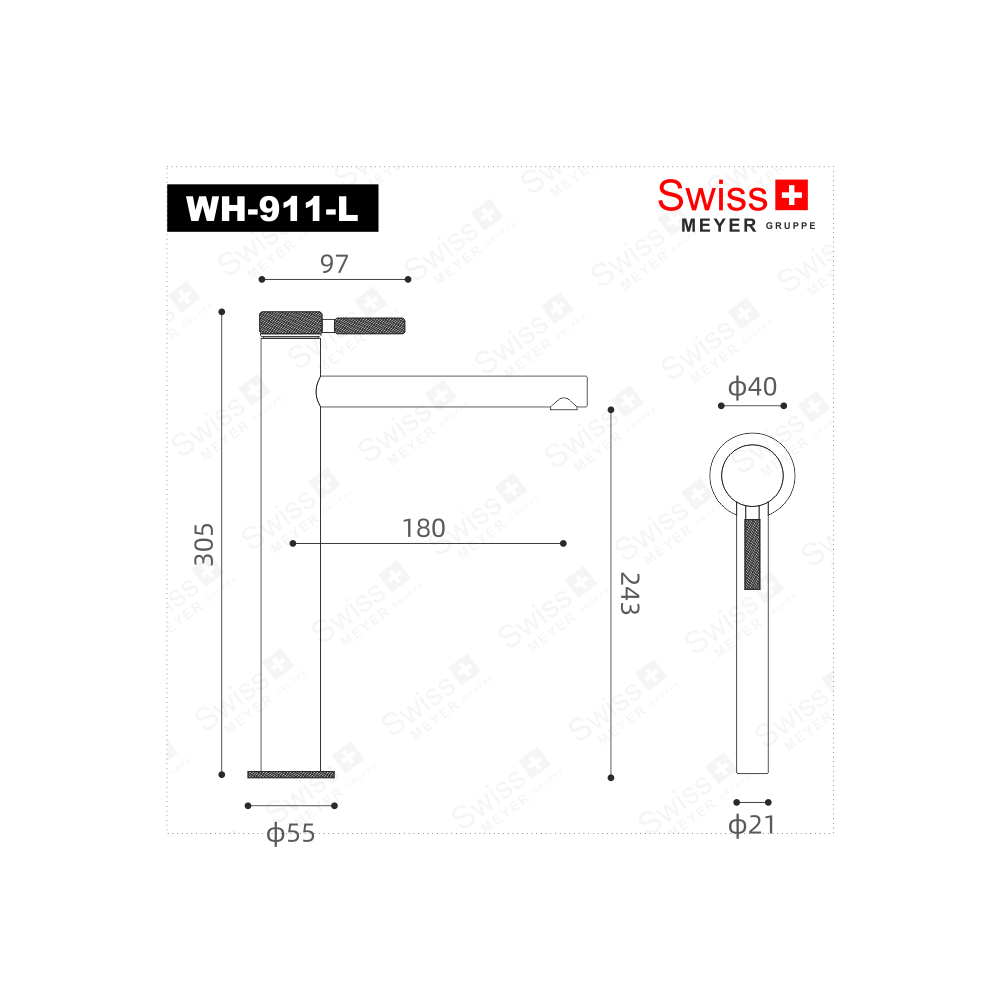 Bateria umywalkowa wysoka WH-911-L CZARNA