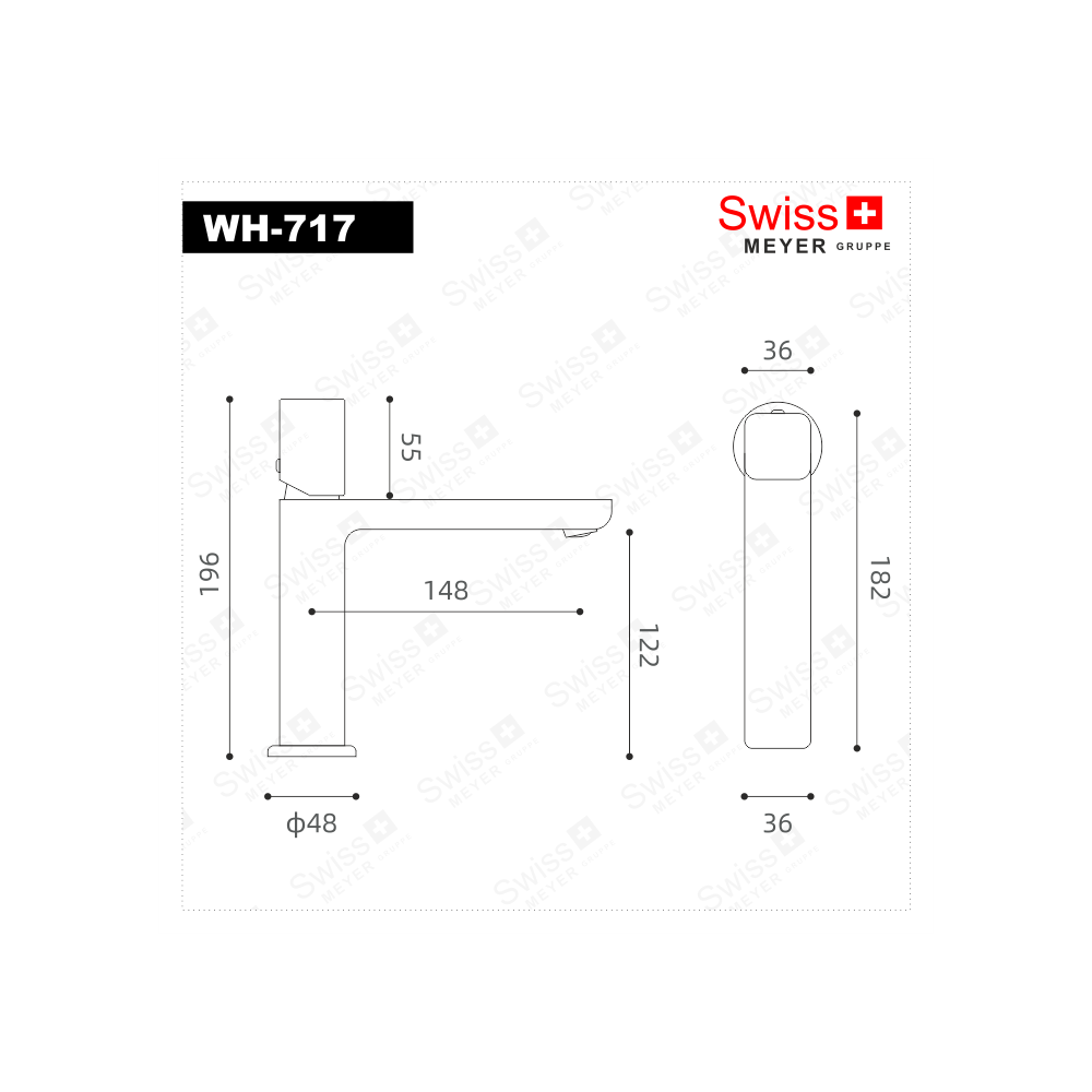 Bateria umywalkowa niska WH-717 CZARNA