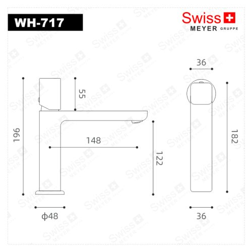 Bateria umywalkowa niska WH-717 CZARNA