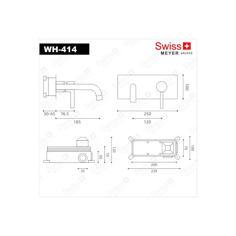 Bateria umywalkowa ścienna podtynkowa WH-414 BIAŁA