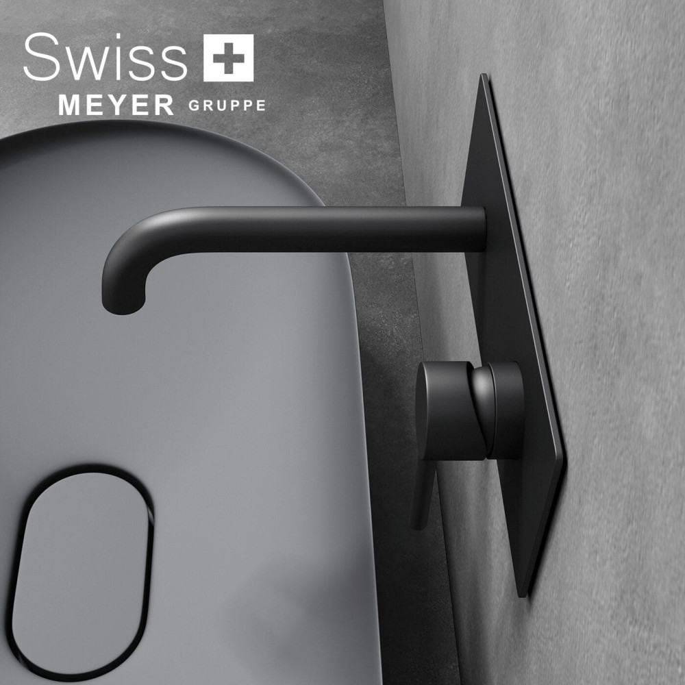 Bateria umywalkowa ścienna podtynkowa WH-414 CZARNA