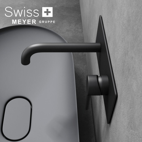 Bateria umywalkowa ścienna podtynkowa WH-414 CZARNA