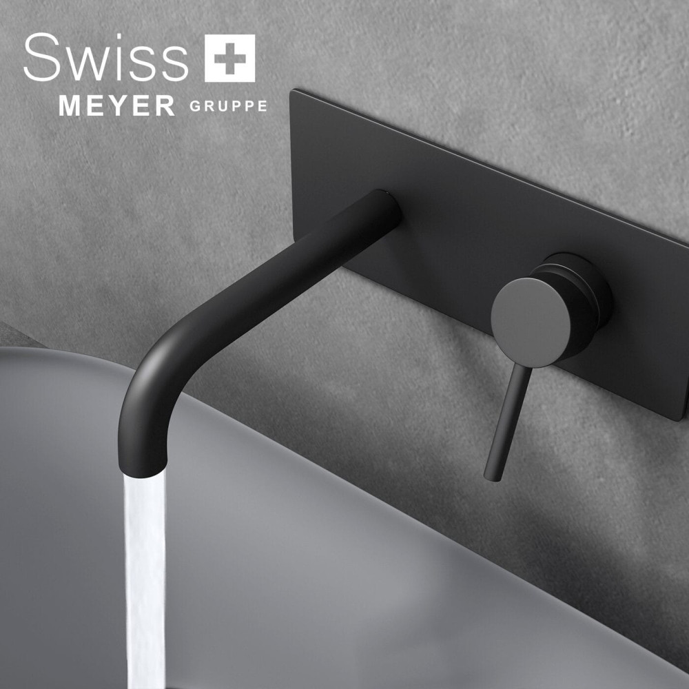 Bateria umywalkowa ścienna podtynkowa WH-414 CZARNA