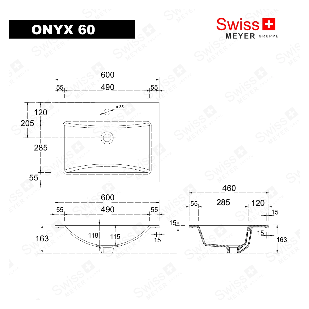 Umywalka naszafkowa Onyx 60cm