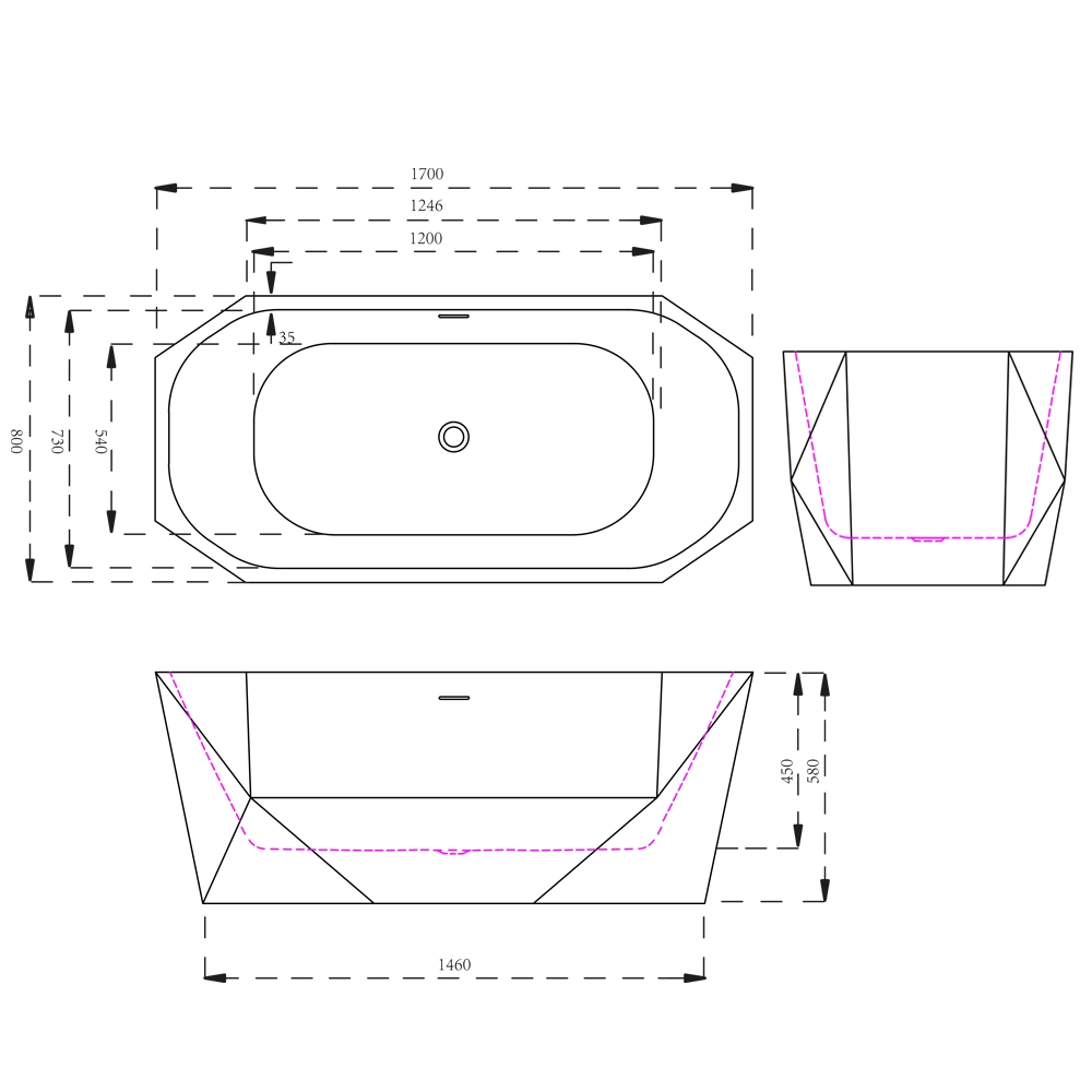 Wymiary wanny DIament