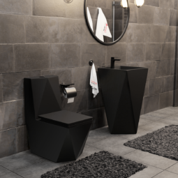 WC Kompakt DIAMENT BLACK + Umywalka wolnostojąca SWISS MEYER