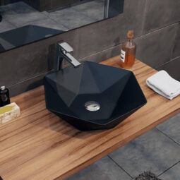 Mała czarna umywalka nablatowa 50 cm