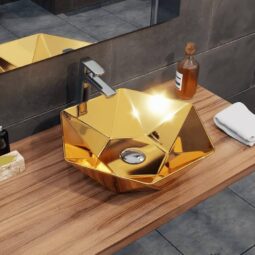 Mała złota umywalka 50 cm DIAMENT