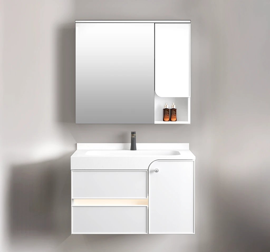 Zestaw Szafka - 80cm, umywalka, lustro z szafką - SU-825 - SWISS MEYER