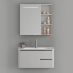 Zestaw Szafka - 80cm, umywalka, lustro z szafką - SU-8502 - SWISS MEYER
